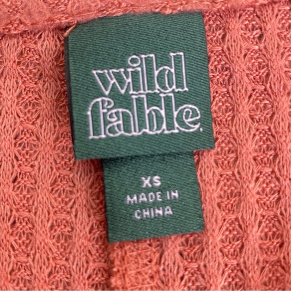 Wild Fable Women’s Hi Lo Tight Waffle Knit Sweater XS Peach Long Sleeves V-Neck - Picture 6 of 11